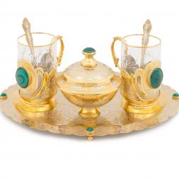 Чайный набор &amp;quot;Малахитовый&amp;quot; в подарочной упаковке Златоуст