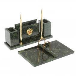 Настольный набор &amp;quot;Советник&amp;quot; с гербом РФ шабровский змеевик