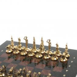 Шахматы &amp;quot;Итальянская война&amp;quot; фигуры бронза доска 28х28 см из лемезита