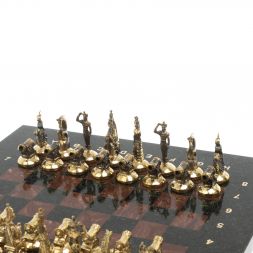 Шахматы &amp;quot;Итальянская война&amp;quot; фигуры бронза доска 28х28 см из лемезита