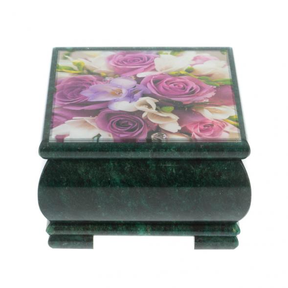 Шкатулка &amp;quot;Букет Роз&amp;quot; камень змеевик 13х13х8 см 128333