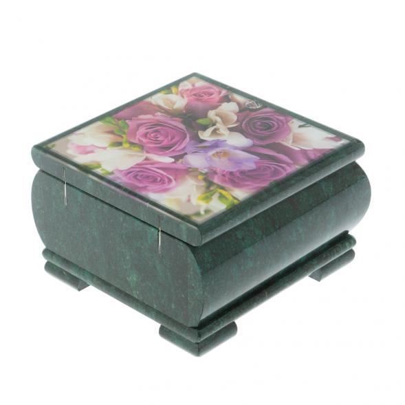 Шкатулка &amp;quot;Букет Роз&amp;quot; камень змеевик 13х13х8 см 128333