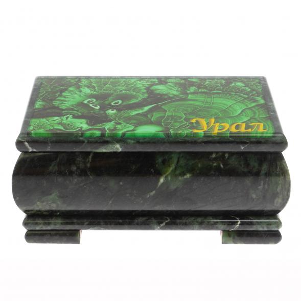 Шкатулка с иллюстрацией малахит &amp;quot;Урал&amp;quot; из змеевика 18х10х8,5 см 129851