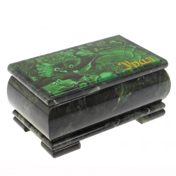 Шкатулка с иллюстрацией малахит &amp;quot;Урал&amp;quot; из змеевика 18х10х8,5 см 129851