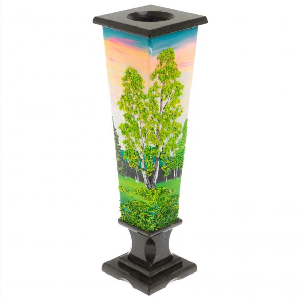 Ваза &amp;quot;Лето&amp;quot; черный змеевик каменная крошка 12х12х34 см 129964