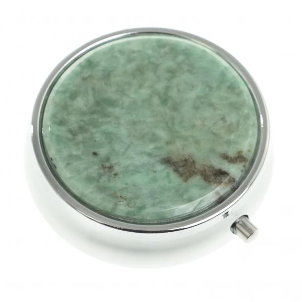 Таблетница с делителем на 3 отсека камень жадеит цвет серебро 123204