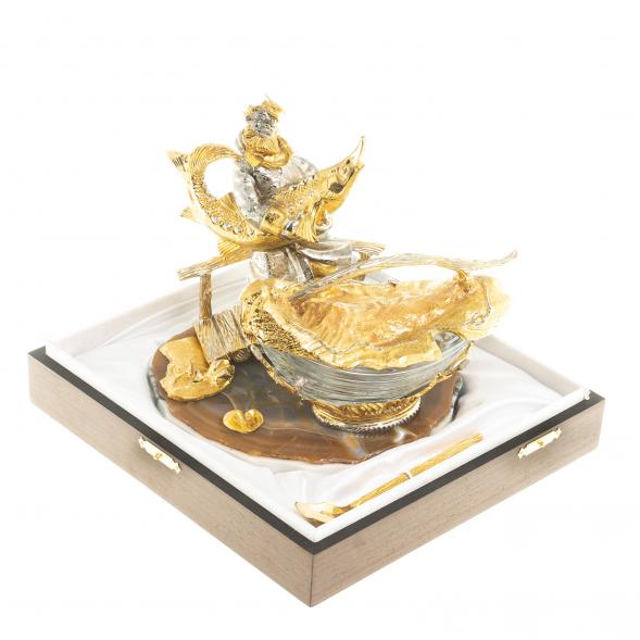 Икорница &amp;quot;Дед с осетром&amp;quot; агат Златоуст 113852