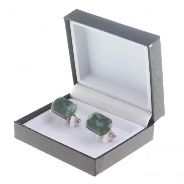 Запонки камень офит закругленные 124426