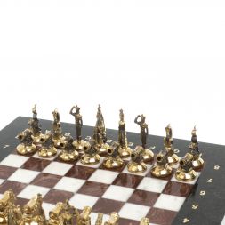 Шахматы &amp;quot;Итальянская война&amp;quot; фигуры бронза доска 28х28 см из мрамора и лемезита