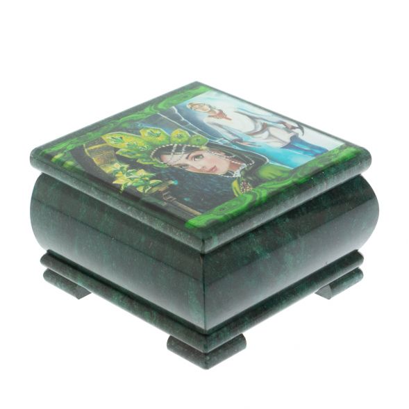 Шкатулка &amp;quot;Хозяйка медной горы и Данила мастер&amp;quot; камень змеевик 13х13х8 см 128334