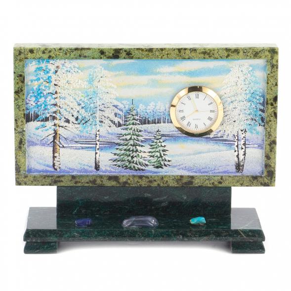 Часы с рисунком &amp;quot;Зима&amp;quot; змеевик 119757