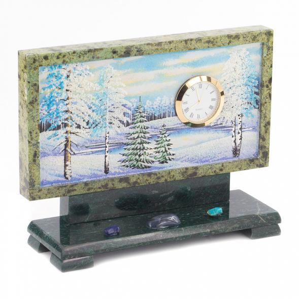 Часы с рисунком &amp;quot;Зима&amp;quot; змеевик 119757