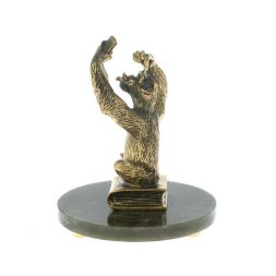 Статуэтка &amp;quot;Обезьяна с телефоном&amp;quot; на нефрите из бронзы