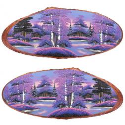 Панно на срезе дерева "Рассвет" горизонтальное 90-95 см каменная крошка