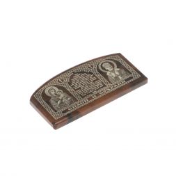 Икона в машину из коричневого обсидиана "Молитва водителя" 6х3 см