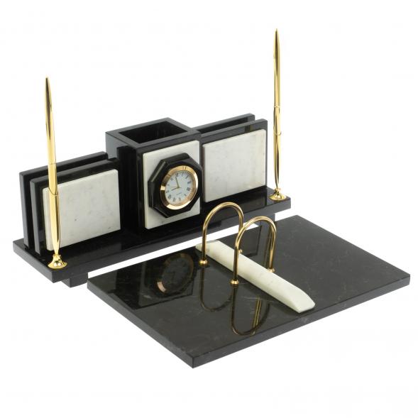 Настольный набор &amp;quot;Офисный&amp;quot; для канцелярских принадлежностей камень мрамор 129510