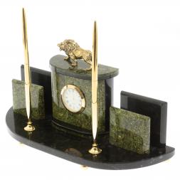 Письменный прибор "Лев" из змеевика