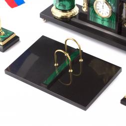 Письменный набор "Гордый орел" из натурального малахита и бронзы Златоуст