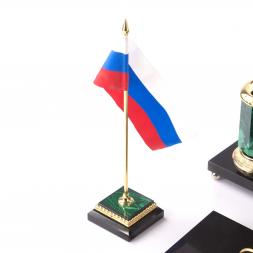 Письменный набор "Гордый орел" из натурального малахита и бронзы Златоуст