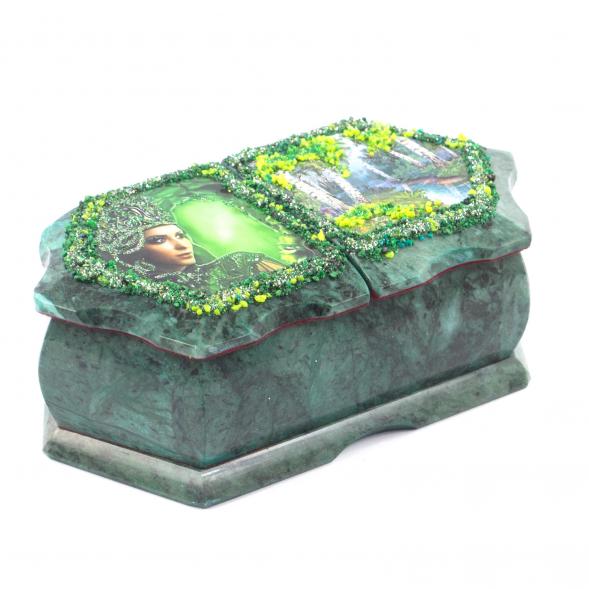 Шкатулка с двумя отделениями &amp;quot;Хозяйка медной горы / Березки&amp;quot; 20х10х7,5 см 121439