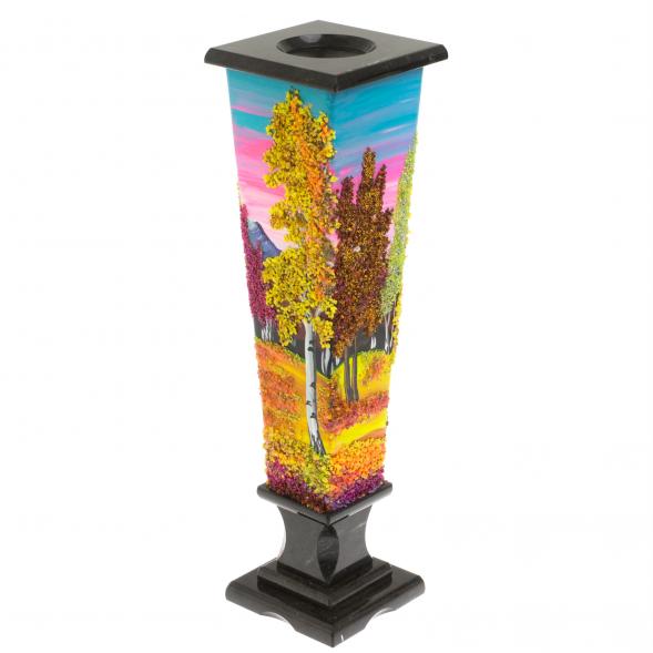 Ваза &amp;quot;Осень&amp;quot; из черного змеевика и каменной крошки 129966