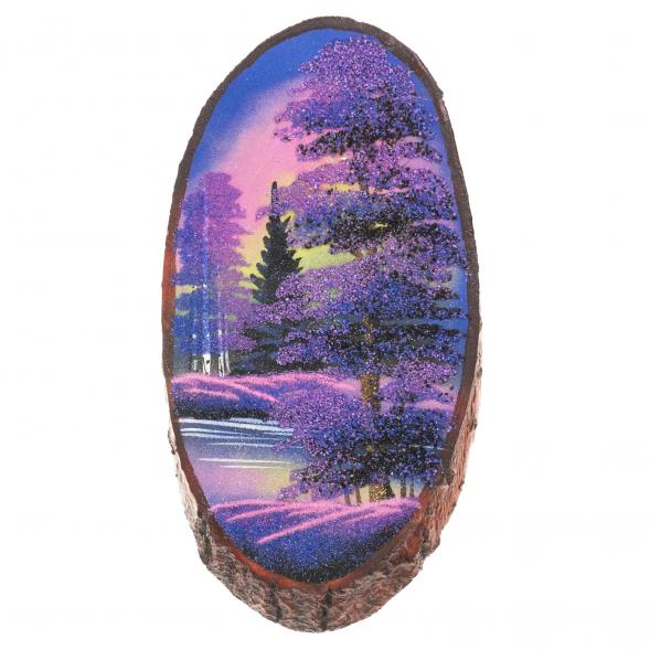 Панно на срезе дерева &amp;quot;Рассвет&amp;quot; вертикальное 30-35 см каменная крошка 123387