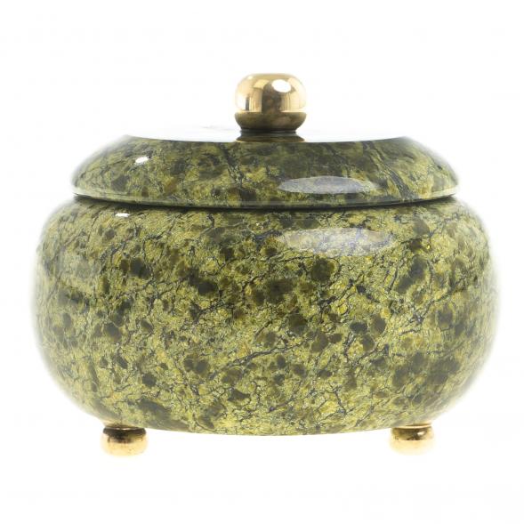 Шкатулка круглая &amp;quot;Жемчужина&amp;quot; камень змеевик 8х8х7 см 123578