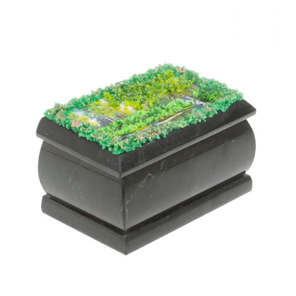 Шкатулка &amp;quot;Летний пейзаж&amp;quot; змеевик каменная крошка 10х6,5х6 см 127307