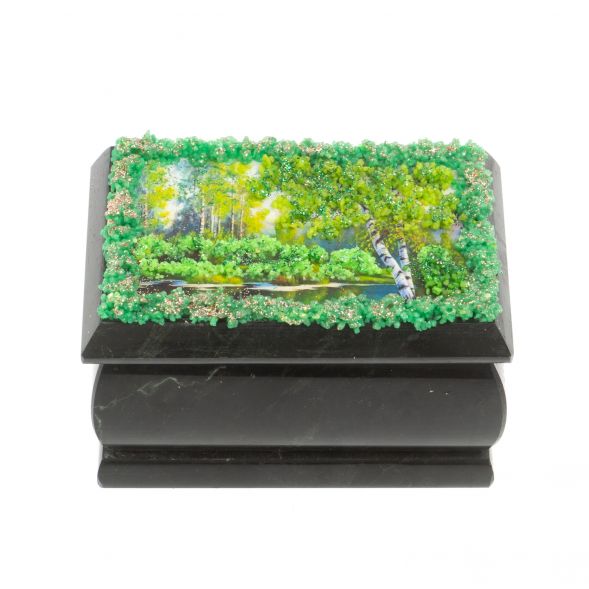 Шкатулка &amp;quot;Летний пейзаж&amp;quot; змеевик каменная крошка 10х6,5х6 см 127307