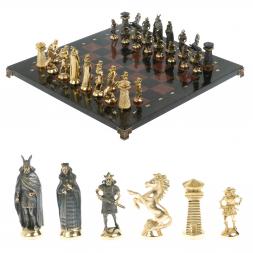 Шахматы подарочные &amp;quot;Викинги&amp;quot; с бронзовыми фигурами 40х40 см