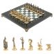 Шахматы &amp;quot;Итальянская война&amp;quot; фигуры бронза доска 28х28 см из мрамора и змеевика 128252
