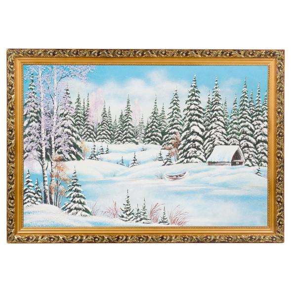 Картина &amp;quot;Зимний лес&amp;quot; багет 40х60 см, каменная крошка 119661
