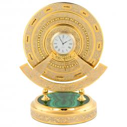 Часы «Вечный календарь» камень малахит Златоуст