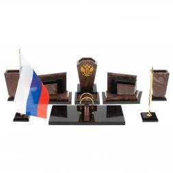 Письменный набор &amp;quot;Бюрократ с гербом РФ&amp;quot; из лемезита