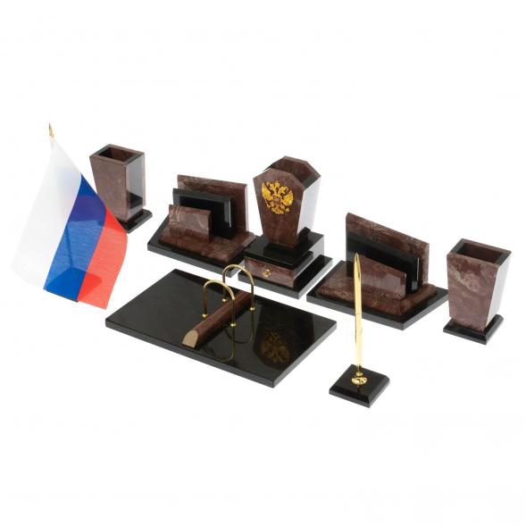 Письменный набор &amp;quot;Бюрократ с гербом РФ&amp;quot; из лемезита 129438