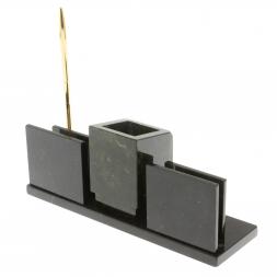 Письменный прибор "Менеджер" из черного змеевика с гербом