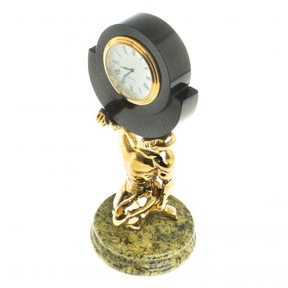 Настольные часы из змеевика &amp;quot;Атлант&amp;quot; 113063