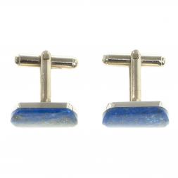 Запонки камень лазурит закругленные