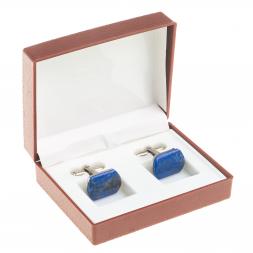 Запонки камень лазурит закругленные