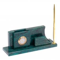 Визитница с часами &amp;quot;Силуэт&amp;quot; камень змеевик