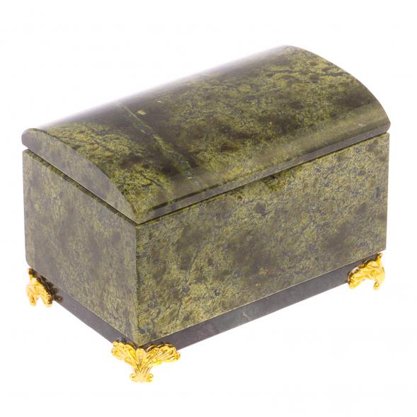 Шкатулка &amp;quot;Сундук&amp;quot; малый из змеевика на ножках 10х6,5х7 см 125787