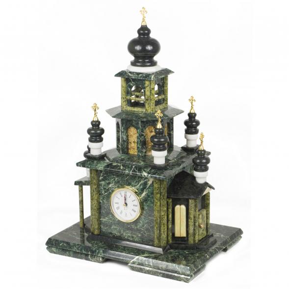 Часы &amp;quot;Храм&amp;quot; камень змеевик мрамор малый 117711