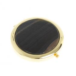 Карманное зеркальце из камня соколиный глаз цвет золото