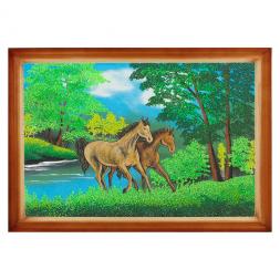 Картина "Красивая двойка" багет дерево 46х66 см, каменная крошка