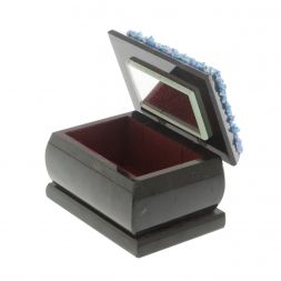 Шкатулка &amp;quot;Зимний пейзаж с домиком&amp;quot; змеевик каменная крошка 10х6,5х6 см