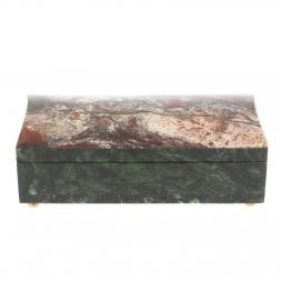 Шкатулка из яшмы и змеевика 18,5х9х6,5 см