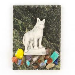 Магнит "Волк на скале" змеевик мрамолит