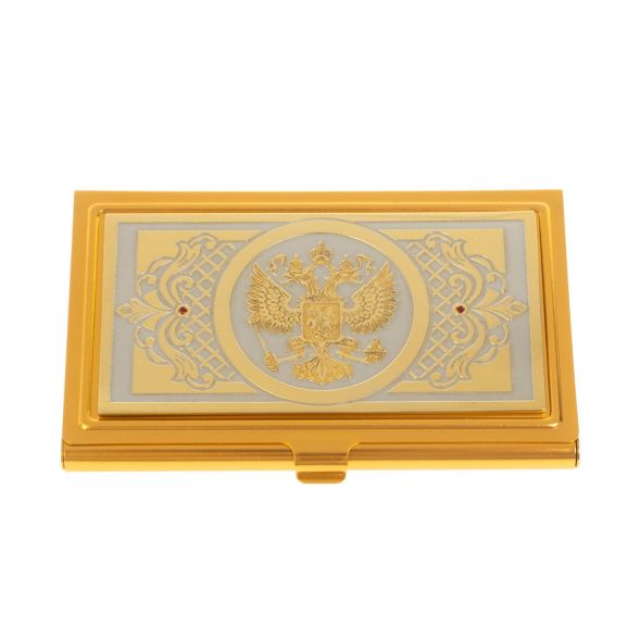 Визитница карманная &amp;quot;Герб РФ&amp;quot; с фианитами Златоуст 128784