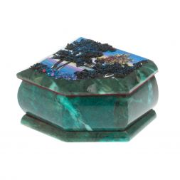 Шкатулка с расписной крышкой "Зимняя ночь" 11х9х6,5 см