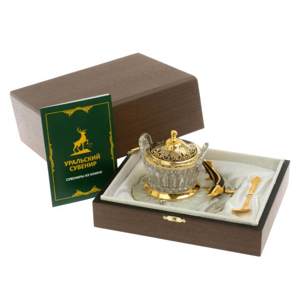 Икорница &amp;quot;Стерлядка&amp;quot; камень агат Златоуст 129005